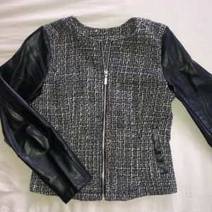 Faux Leather & Tweed Jacket